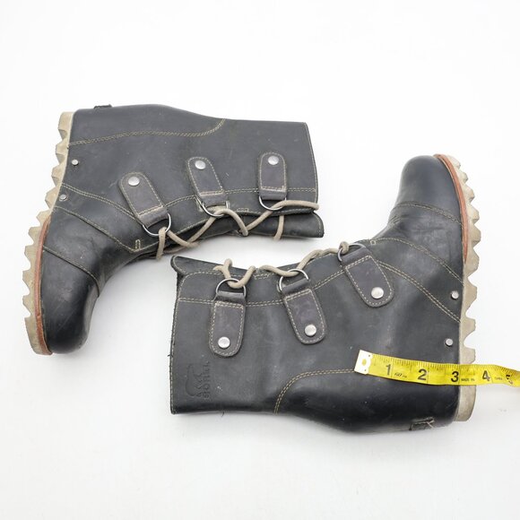 Sorel Joan of Arctic Lexie Wedge Mid Boot Women's 6.5 Black Oil Rubbed Leather - Picture 6 of 10